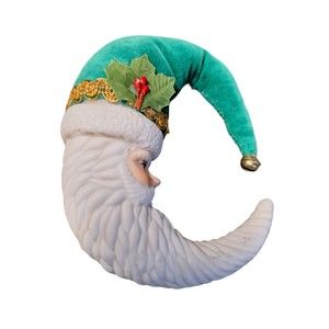 Moon Shaped Santa Face Christmas Holiday Ornament